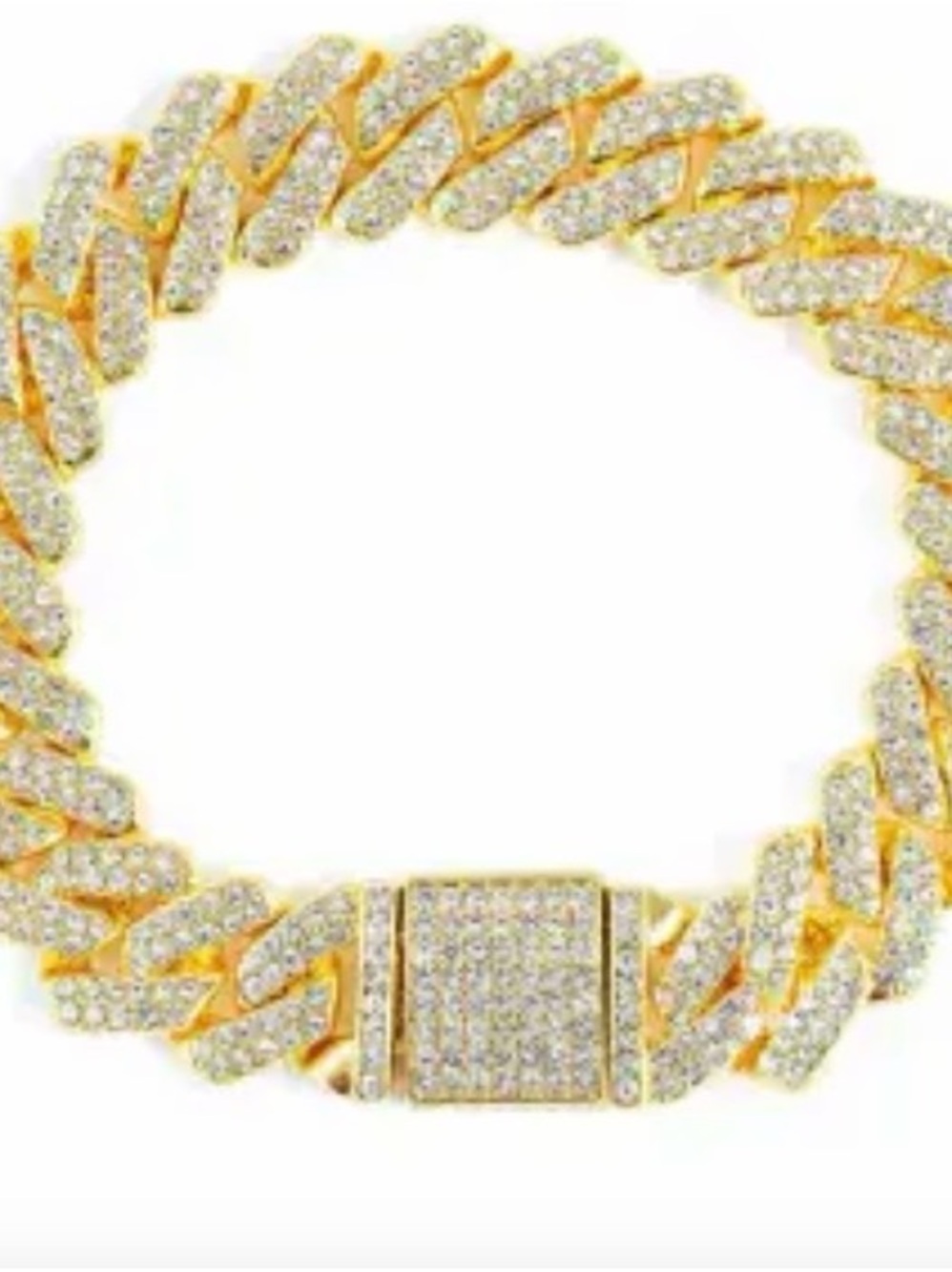 Invicta Elements Men's Ultra Iced Out Cuban Link Chain Bracelet 80819 Gold 200mm